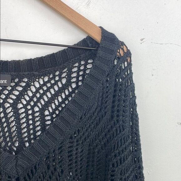 Lane Bryant Black Crochet Open Knit V-Neck Sweater with Batwing Sleeves size 2X - Picture 4 of 7